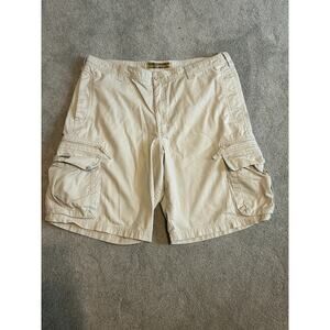 Mens Lee Dungarees Mid Rise Khaki Beige 100% Cotton Cargo Shorts Size 40